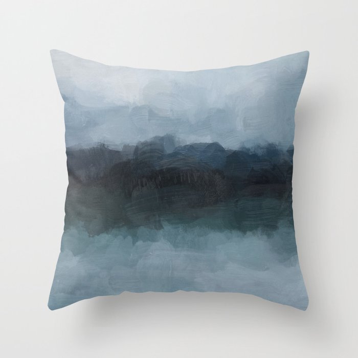 Stormy Day - Gray Navy Blue Black Abstract Nature Ocean Painting Art Print Wall Decor  Throw Pillow Gallery Image 6