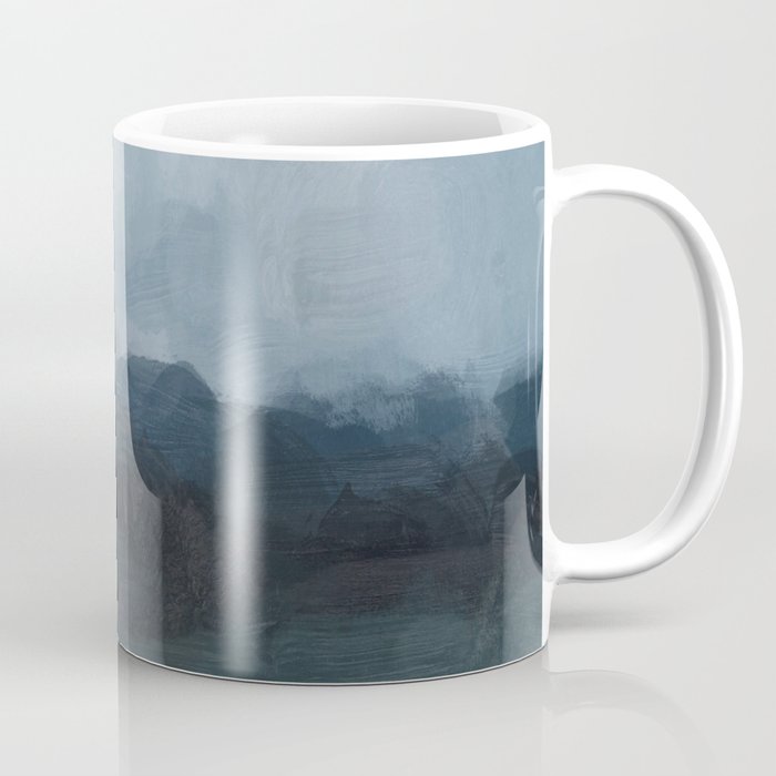 Stormy Day - Gray Navy Blue Black Abstract Nature Ocean Painting Art Print Wall Decor  Coffee Mug Gallery Image 1