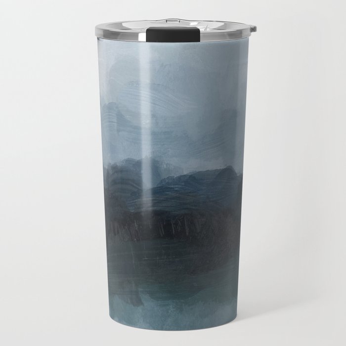 Stormy Day - Gray Navy Blue Black Abstract Nature Ocean Painting Art Print Wall Decor  Travel Mug Gallery Image 1