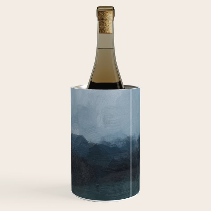 Stormy Day - Gray Navy Blue Black Abstract Nature Ocean Painting Art Print Wall Decor  Wine Chiller Gallery Image 3