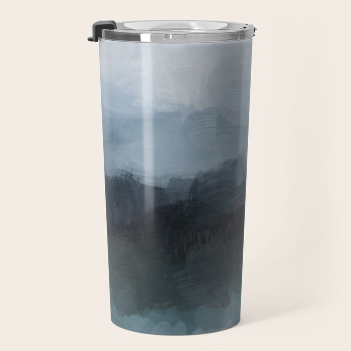 Stormy Day - Gray Navy Blue Black Abstract Nature Ocean Painting Art Print Wall Decor  Travel Mug Gallery Image 3
