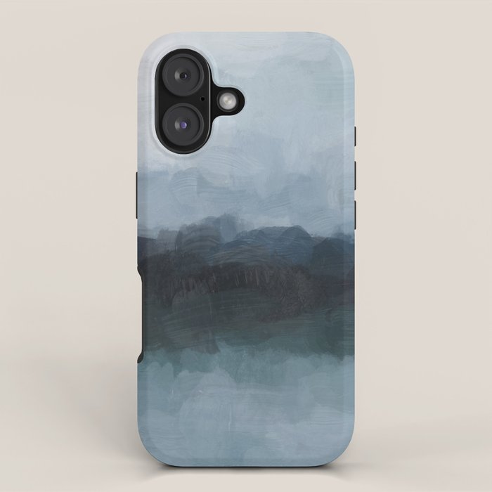 Stormy Day - Gray Navy Blue Black Abstract Nature Ocean Painting Art Print Wall Decor  iPhone Case Gallery Image 1