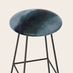 Stormy Day - Gray Navy Blue Black Abstract Nature Ocean Painting Art Print Wall Decor  Stool Gallery Image 2