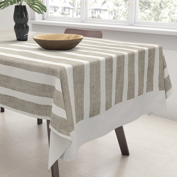 Beige White Minimalism 001 Tablecloth Gallery Image 3