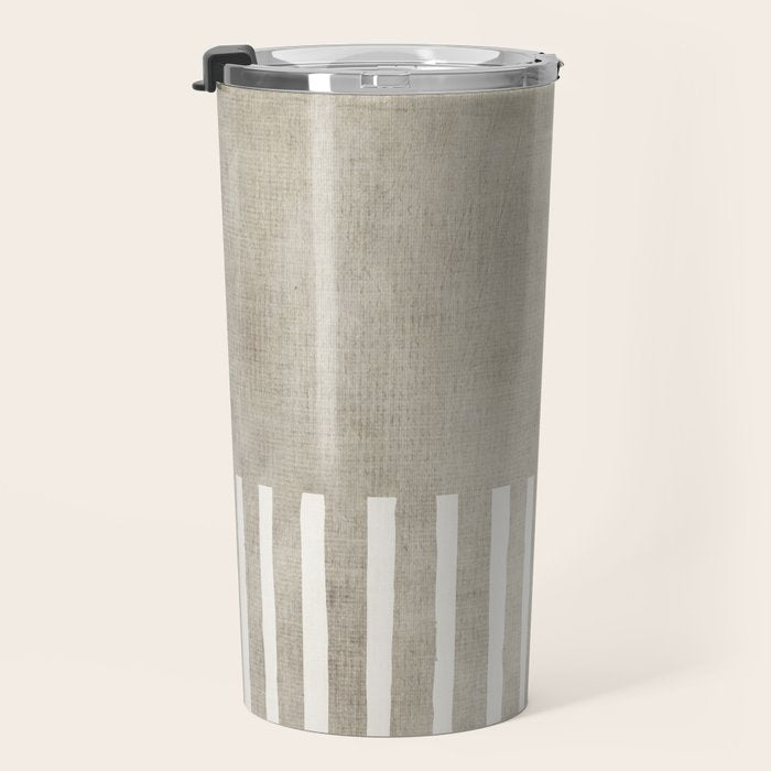 Beige White Minimalism 001 Travel Mug Gallery Image 3