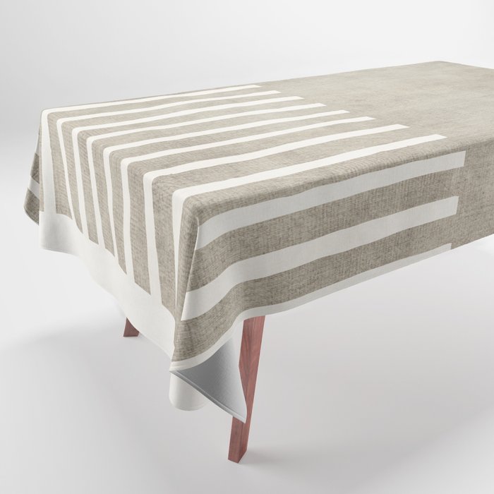 Beige White Minimalism 001 Tablecloth Gallery Image 1