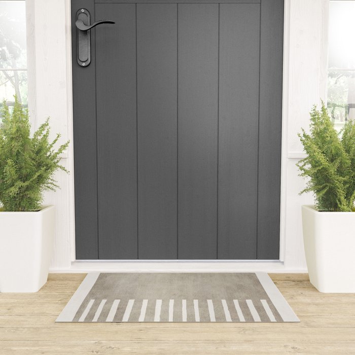 Beige White Minimalism 001 Welcome Mat Gallery Image 3
