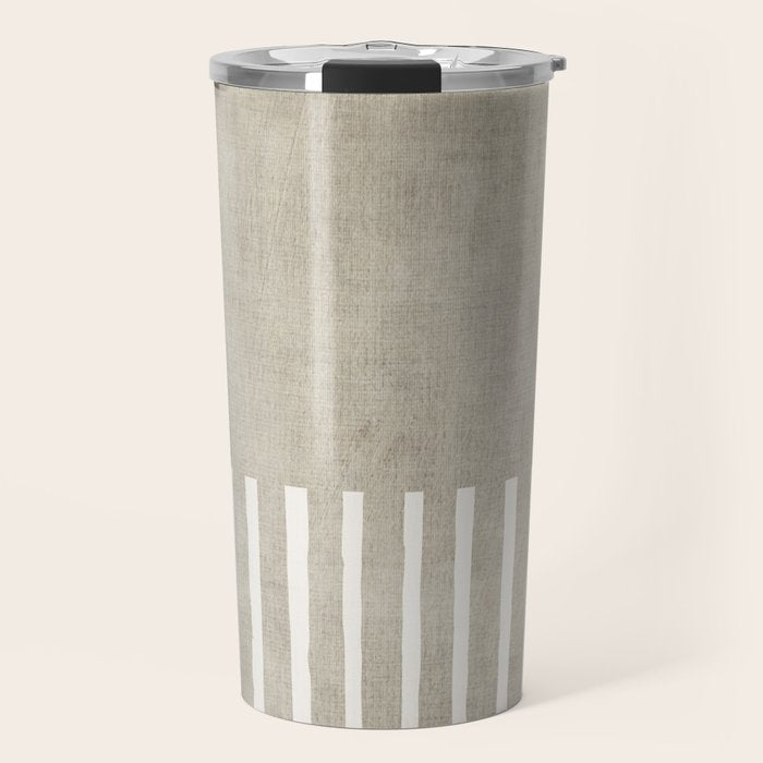 Beige White Minimalism 001 Travel Mug Gallery Image 1