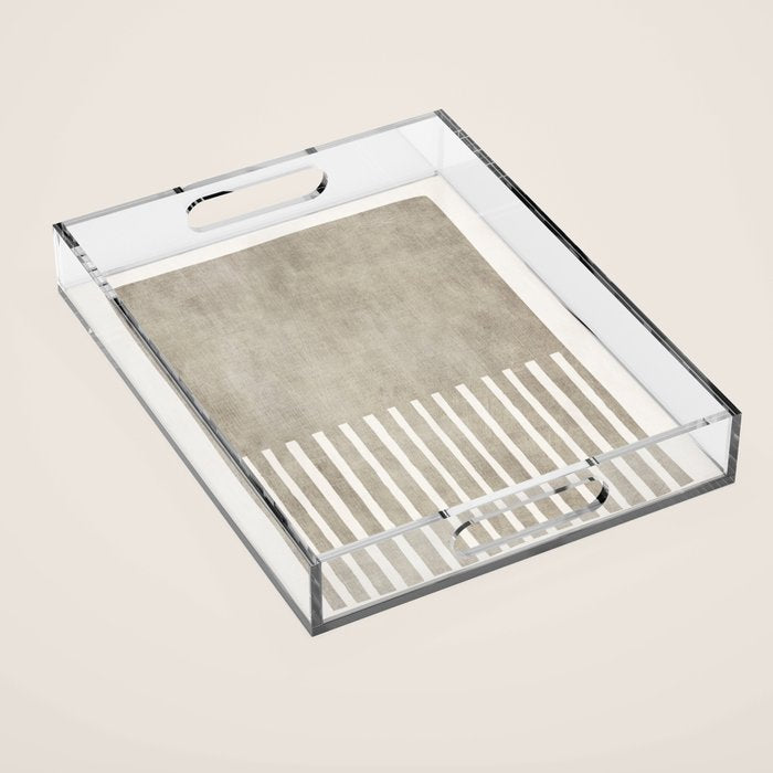 Beige White Minimalism 001 Acrylic Tray Gallery Image 1