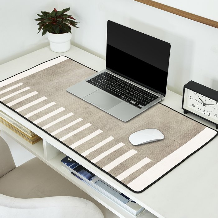 Beige White Minimalism 001 Desk Mat Gallery Image 2