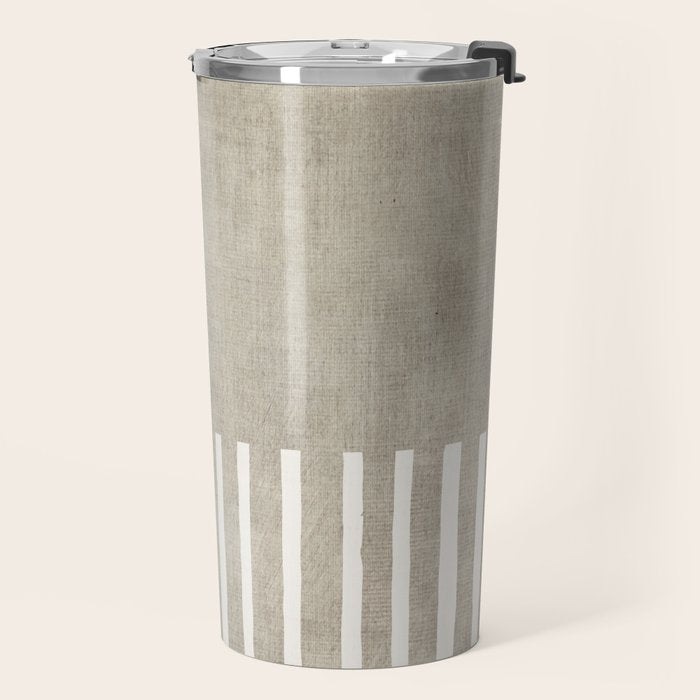 Beige White Minimalism 001 Travel Mug Gallery Image 2