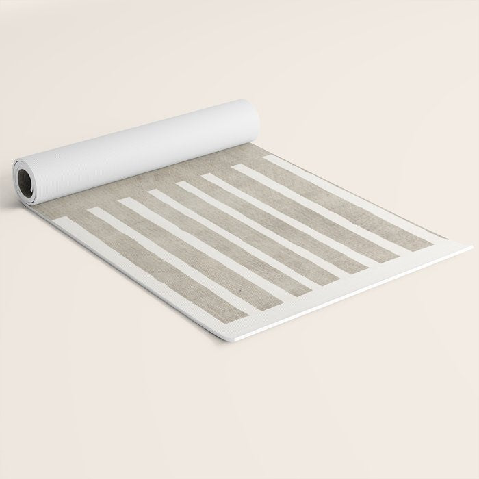 Beige White Minimalism 001 Yoga Mat Gallery Image 2