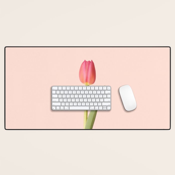 The pink tulip | Floral photography | Flower botanical photograph Desk Mat Gallery Image 1
