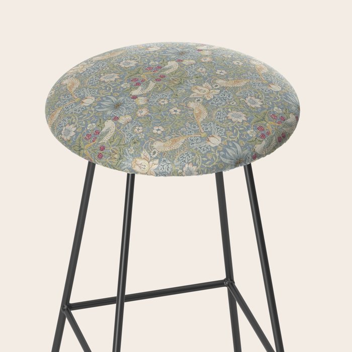 William Morris Vintage Strawberry Thief Blue Slate Vellum Stool Gallery Image 2