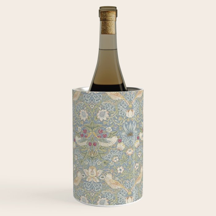 William Morris Vintage Strawberry Thief Blue Slate Vellum Wine Chiller Gallery Image 2