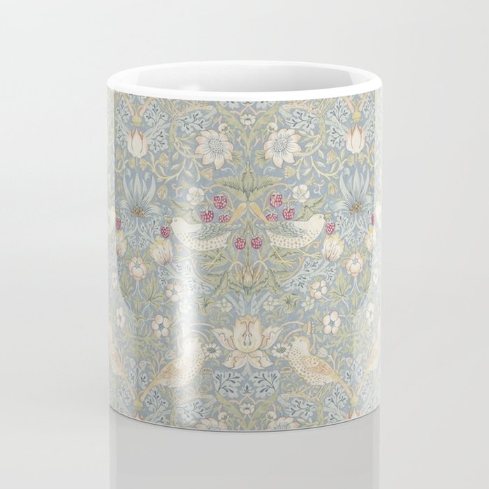 William Morris Vintage Strawberry Thief Blue Slate Vellum Coffee Mug Gallery Image 4