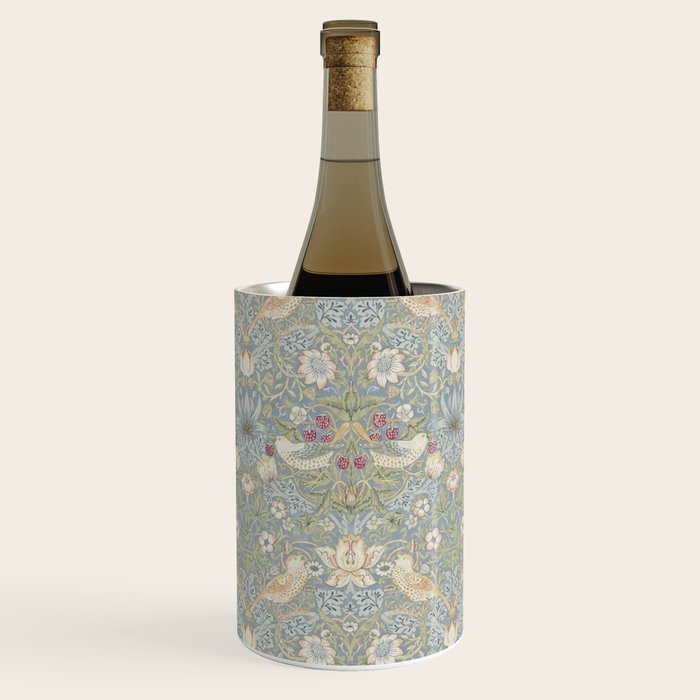 William Morris Vintage Strawberry Thief Blue Slate Vellum Wine Chiller Gallery Image 1