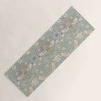 William Morris Vintage Strawberry Thief Blue Slate Vellum Yoga Mat Gallery Image 1