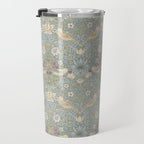 William Morris Vintage Strawberry Thief Blue Slate Vellum Travel Mug Gallery Image 3