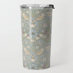 William Morris Vintage Strawberry Thief Blue Slate Vellum Travel Mug Gallery Image 2