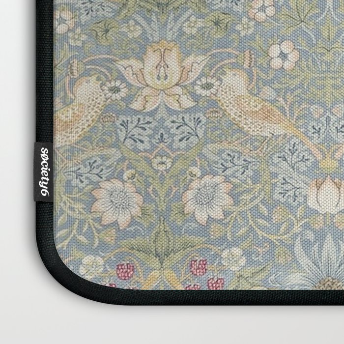 William Morris Vintage Strawberry Thief Blue Slate Vellum Laptop Sleeve Gallery Image 3
