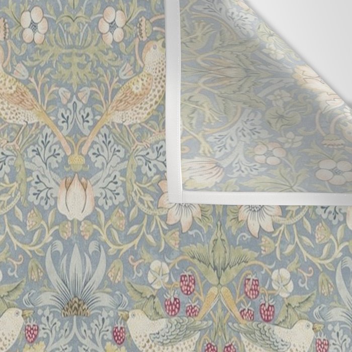 William Morris Vintage Strawberry Thief Blue Slate Vellum Wall Tapestry Gallery Image 3