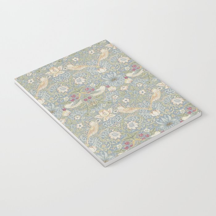William Morris Vintage Strawberry Thief Blue Slate Vellum Notebook Gallery Image 3