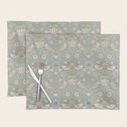 William Morris Vintage Strawberry Thief Blue Slate Vellum Placemat Gallery Image 1
