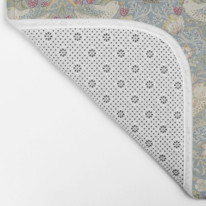 William Morris Vintage Strawberry Thief Blue Slate Vellum Bath Mat Gallery Image 2