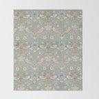 William Morris Vintage Strawberry Thief Blue Slate Vellum Throw Blanket Gallery Image 2
