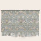 William Morris Vintage Strawberry Thief Blue Slate Vellum Wall Hanging Gallery Image 1