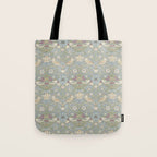 William Morris Vintage Strawberry Thief Blue Slate Vellum Tote Bag Gallery Image 1