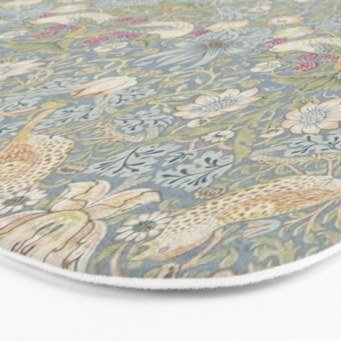 William Morris Vintage Strawberry Thief Blue Slate Vellum Bath Mat Gallery Image 3