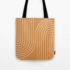 Minimal Line Curvature LXXXIII 70s Orange Mid Century Modern Arch Abstract Tote Bag Gallery Image 1