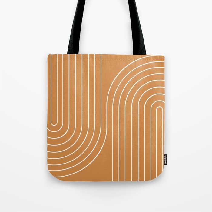 Minimal Line Curvature LXXXIII 70s Orange Mid Century Modern Arch Abstract Tote Bag Gallery Image 1