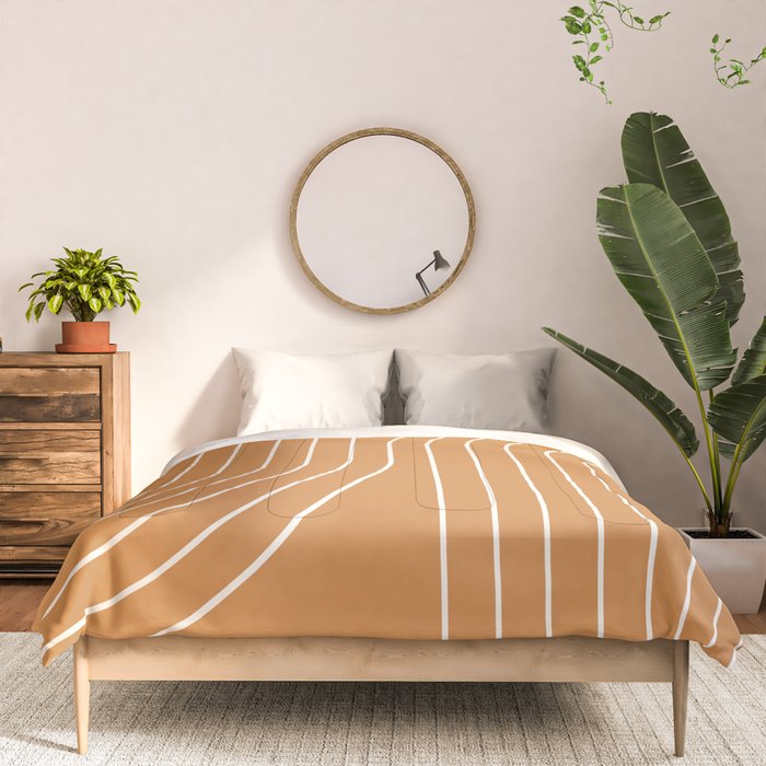 Minimal Line Curvature LXXXIII 70s Orange Mid Century Modern Arch Abstract Comforter Gallery Image 3