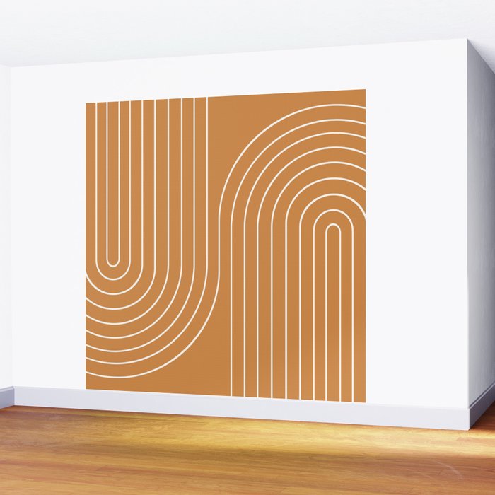 Minimal Line Curvature LXXXIII 70s Orange Mid Century Modern Arch Abstract Wall Mural Gallery Image 2