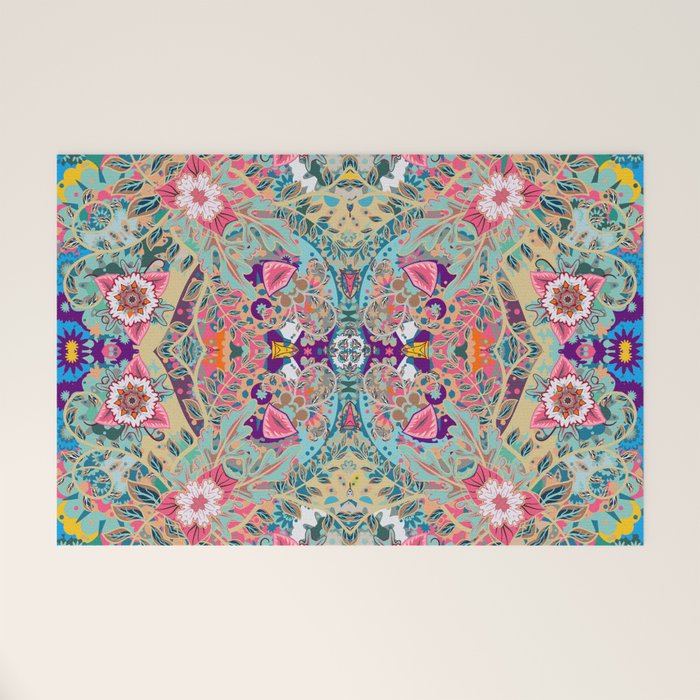 Mandala - Turquoise Boho Welcome Mat Gallery Image 1