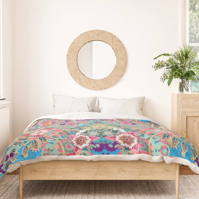 Mandala - Turquoise Boho Duvet Cover Gallery Image 3