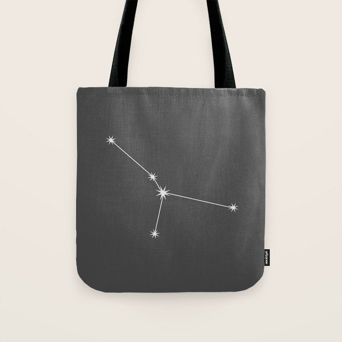 Cancer Zodiac Star Constellation Line Art Grey Tote Bag Gallery Image 1