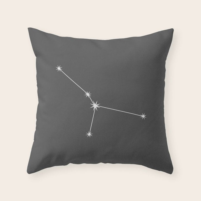 Cancer Zodiac Star Constellation Line Art Grey Throw Pillow Gallery Image 6