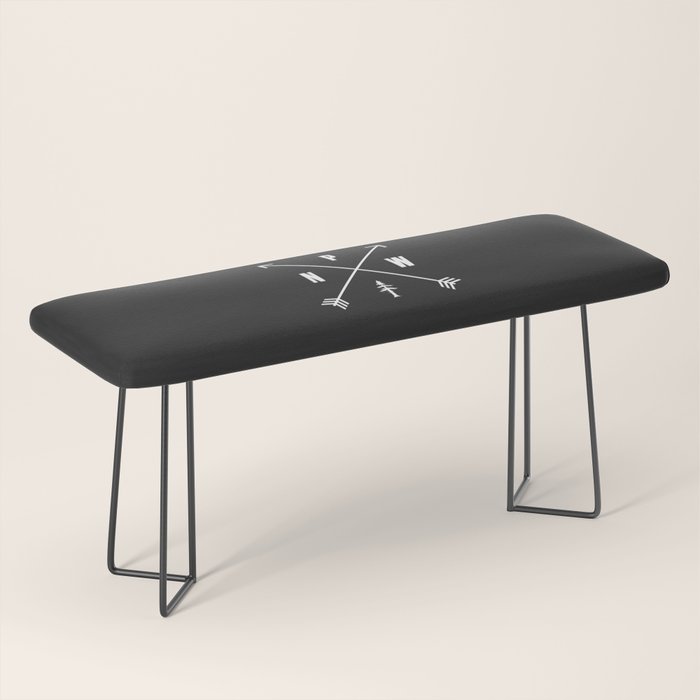 PNW Pacific Northwest Compass - White on Black Minimal Bench Gallery Image 1