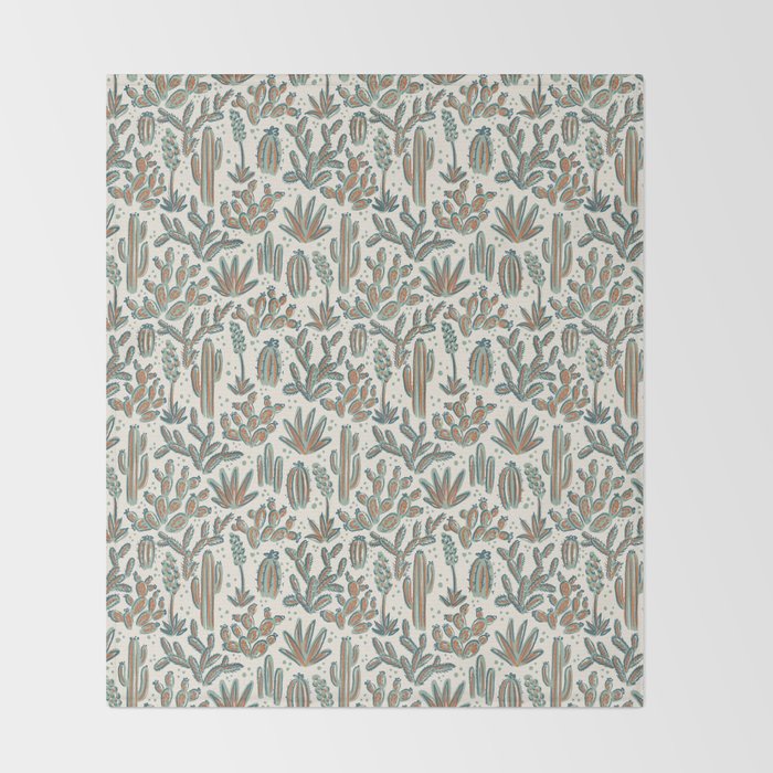 Cactus Desert - sage and copper Throw Blanket Gallery Image 2