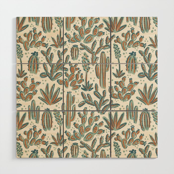 Cactus Desert - sage and copper Wood Wall Art Gallery Image 1