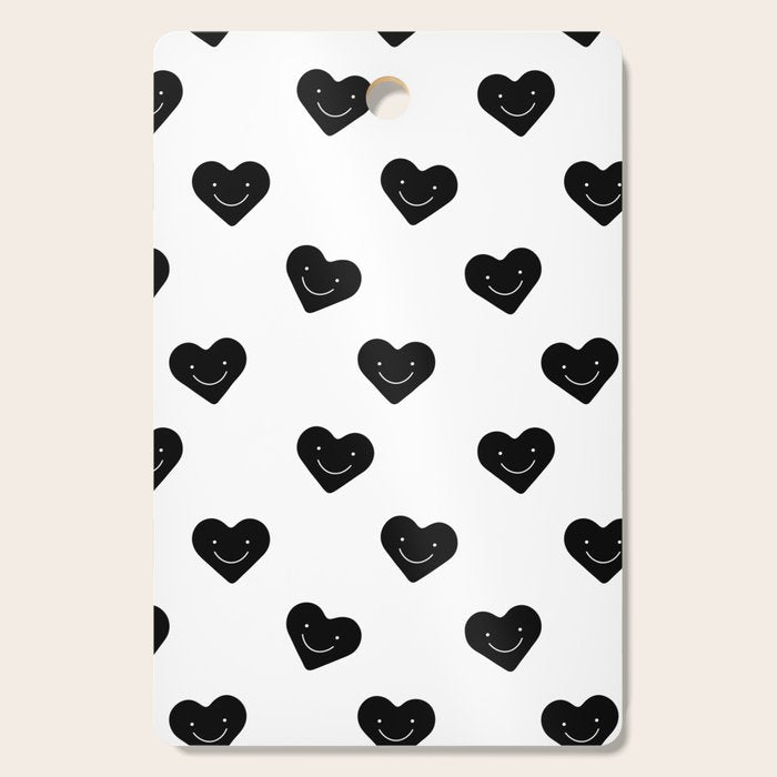 Black and white love heart doodle pattern Cutting Board Gallery Image 1