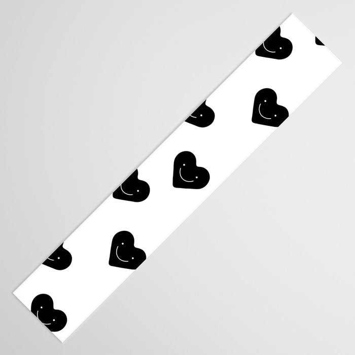 Black and white love heart doodle pattern Table Runner Gallery Image 3