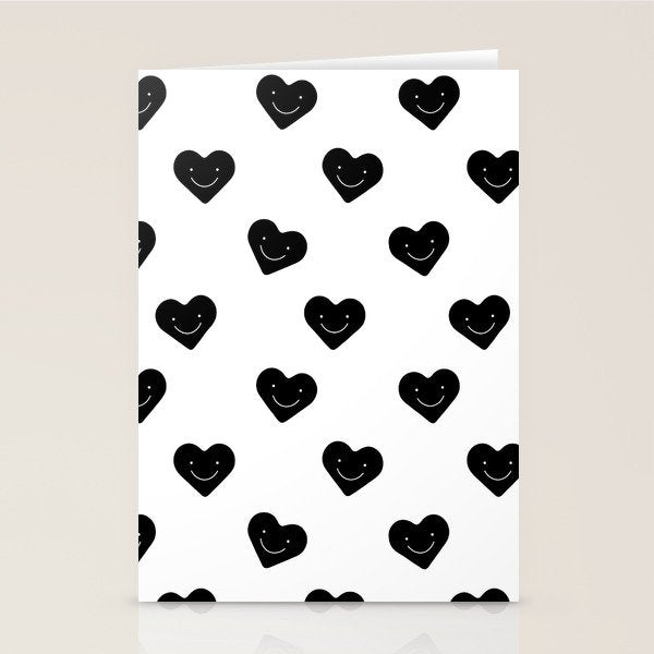 Black and white love heart doodle pattern Stationery Card Gallery Image 1