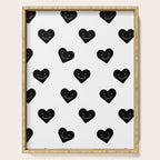 Black and white love heart doodle pattern Serving Tray Gallery Image 1