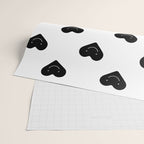 Black and white love heart doodle pattern Wrapping Paper Gallery Image 2