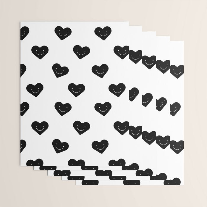 Black and white love heart doodle pattern Wrapping Paper Gallery Image 3